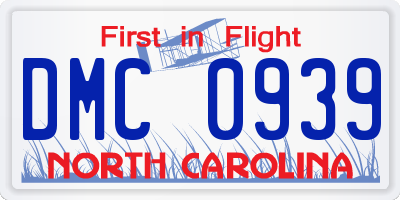 NC license plate DMC0939