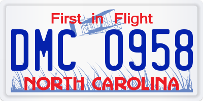 NC license plate DMC0958