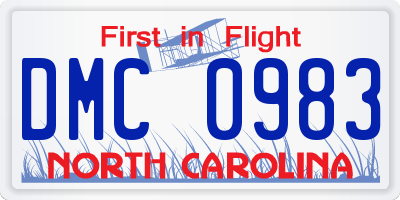 NC license plate DMC0983