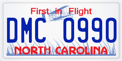 NC license plate DMC0990