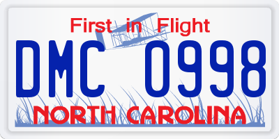 NC license plate DMC0998