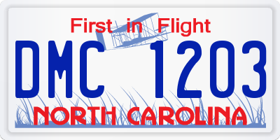 NC license plate DMC1203