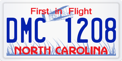 NC license plate DMC1208