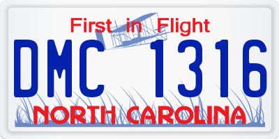 NC license plate DMC1316