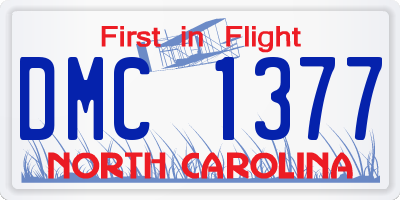 NC license plate DMC1377