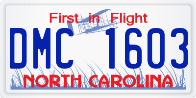 NC license plate DMC1603