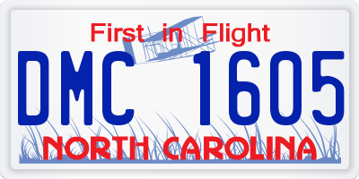 NC license plate DMC1605