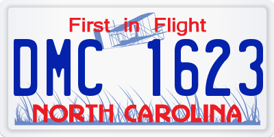 NC license plate DMC1623