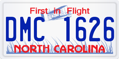 NC license plate DMC1626