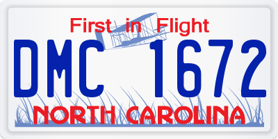 NC license plate DMC1672