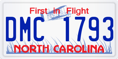 NC license plate DMC1793