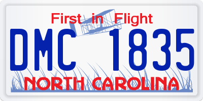 NC license plate DMC1835