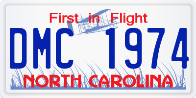 NC license plate DMC1974