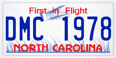 NC license plate DMC1978