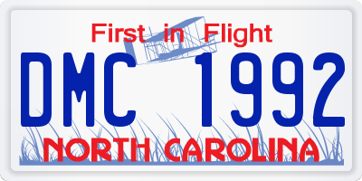 NC license plate DMC1992
