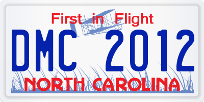 NC license plate DMC2012