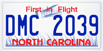 NC license plate DMC2039