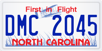 NC license plate DMC2045