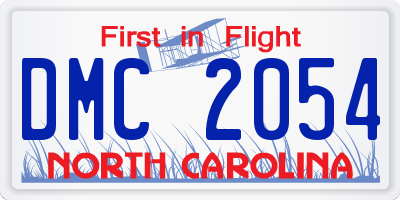 NC license plate DMC2054