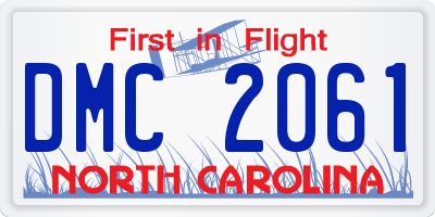 NC license plate DMC2061