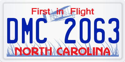 NC license plate DMC2063