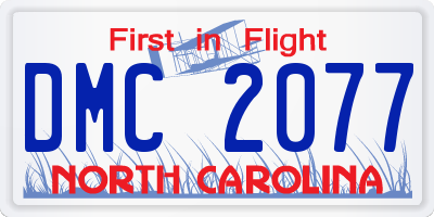 NC license plate DMC2077