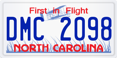 NC license plate DMC2098