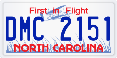 NC license plate DMC2151