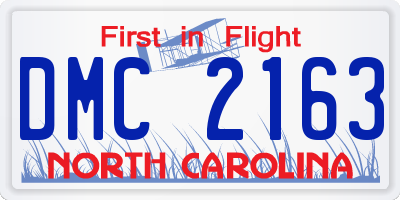 NC license plate DMC2163