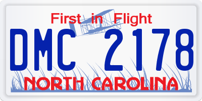 NC license plate DMC2178