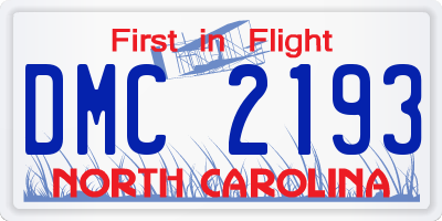 NC license plate DMC2193