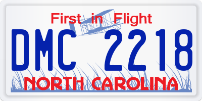 NC license plate DMC2218