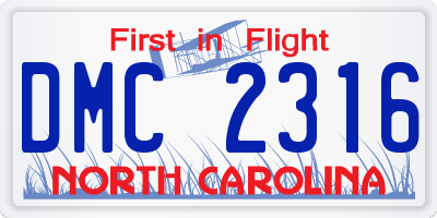 NC license plate DMC2316