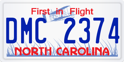 NC license plate DMC2374