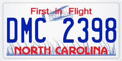 NC license plate DMC2398