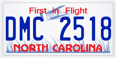 NC license plate DMC2518