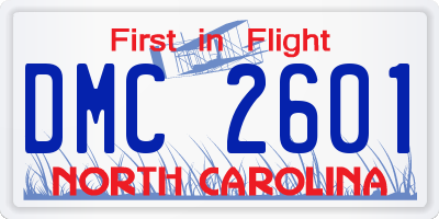 NC license plate DMC2601