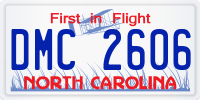 NC license plate DMC2606