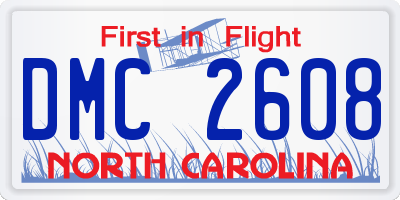 NC license plate DMC2608