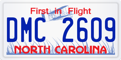 NC license plate DMC2609