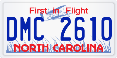 NC license plate DMC2610