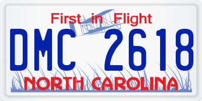 NC license plate DMC2618