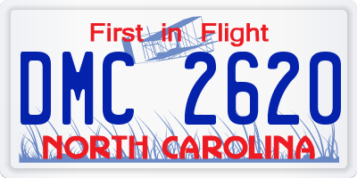 NC license plate DMC2620