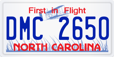 NC license plate DMC2650