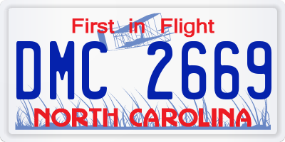 NC license plate DMC2669