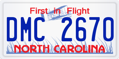 NC license plate DMC2670