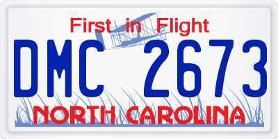 NC license plate DMC2673