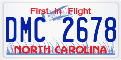 NC license plate DMC2678