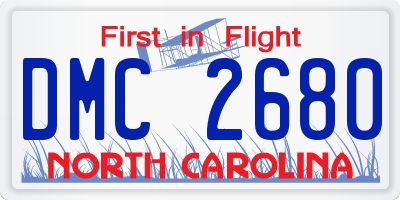 NC license plate DMC2680