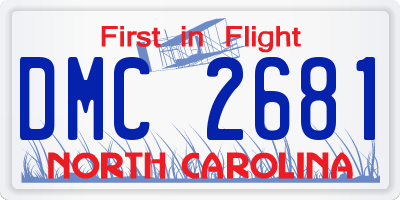 NC license plate DMC2681